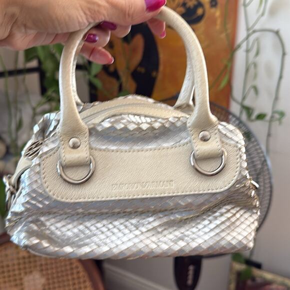 Emporio Armani Silver & Cream Python Leather Top Zip Mini Bag - Picture 2 of 7